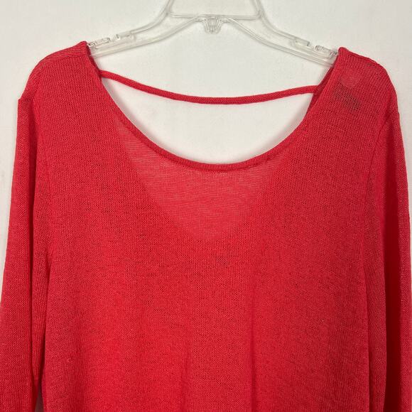 Divided Open Back Red Knit High-Low Sweater Size S Oversized - Picture 3 of 11